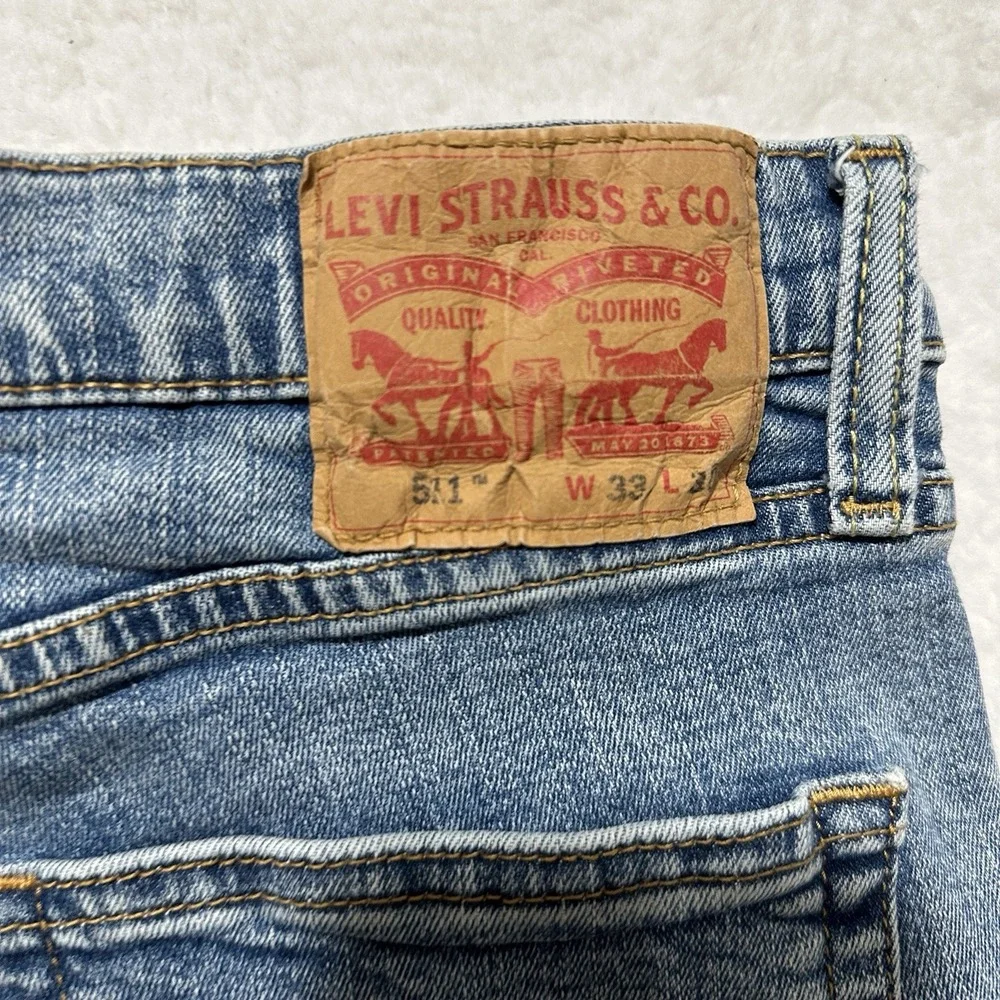 Levis 511 Jeans Men's Blue Faded Wash Straight Denim‎ Size 33